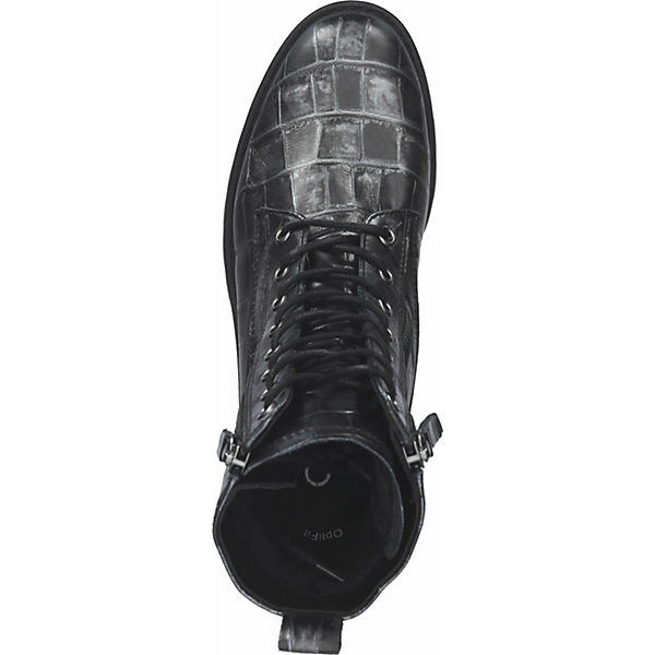 Schuhe Schnürstiefeletten Gabor Stiefelette Schnürstiefeletten schwarz/grau