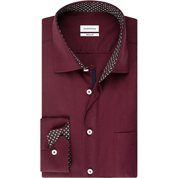Bekleidung Langarmhemden seidensticker Business Hemd Regular Langarm Kentkragen Uni Langarmhemden rot