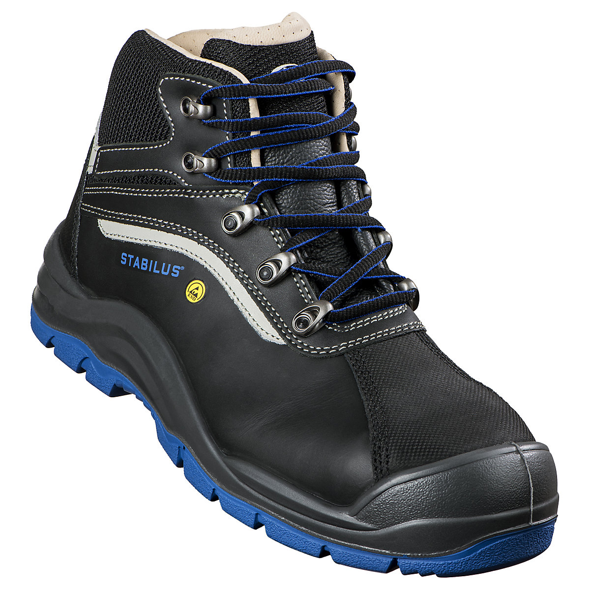 STABILUS ESD Sicherheitsstiefel SPARTACUS MID RUBBER S3 Sicherheitsstiefel schwarz/blau FL10527 STABILUS ESD Sicherheitsstiefel SPARTACUS MID RUBBER S3 Sicherheitsstiefel schwarz/blau FL10527