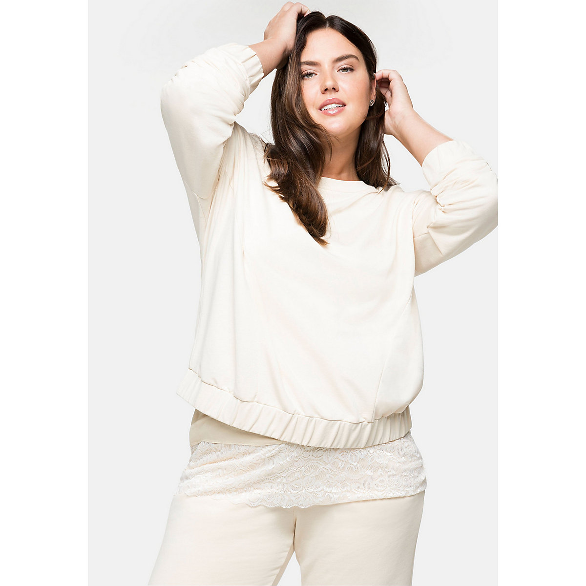 sheego Oversized-Sweatshirt Sweatshirts beige