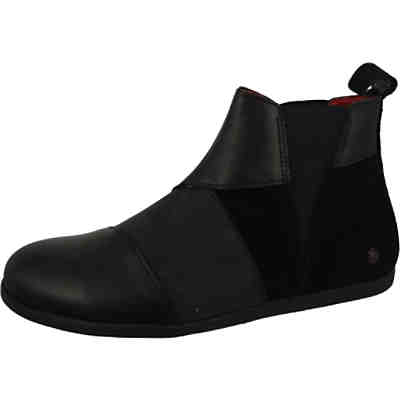 Damen Elegante Stiefelette Larissa Chelsea 1492 Schwarz  Black Leder Ankle Boots