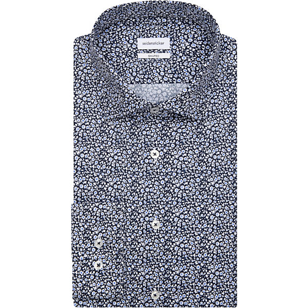 Bekleidung Langarmhemden seidensticker Business Hemd Shaped Langarm Kentkragen Druck Langarmhemden blau