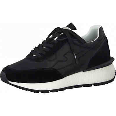 Damen Low Sneaker Fashletics Low Top 1-23747-27 Schwarz 001 Black Leder/Synthetik mit Removable Sock Sneakers Low