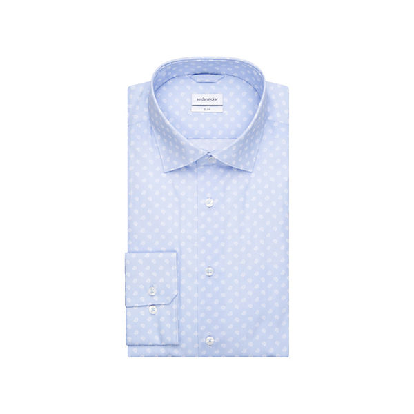 Bekleidung Langarmhemden seidensticker Business Hemd Slim Extra langer Arm Kentkragen Druck Langarmhemden blau
