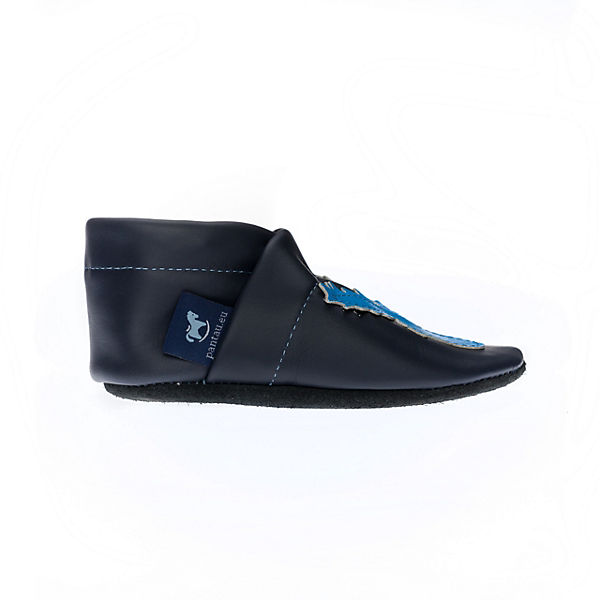 Schuhe Geschlossene Hausschuhe Pantau® Lederpuschen / Hausschuhe / Slipper mit Elch Hausschuhe blau/türkis