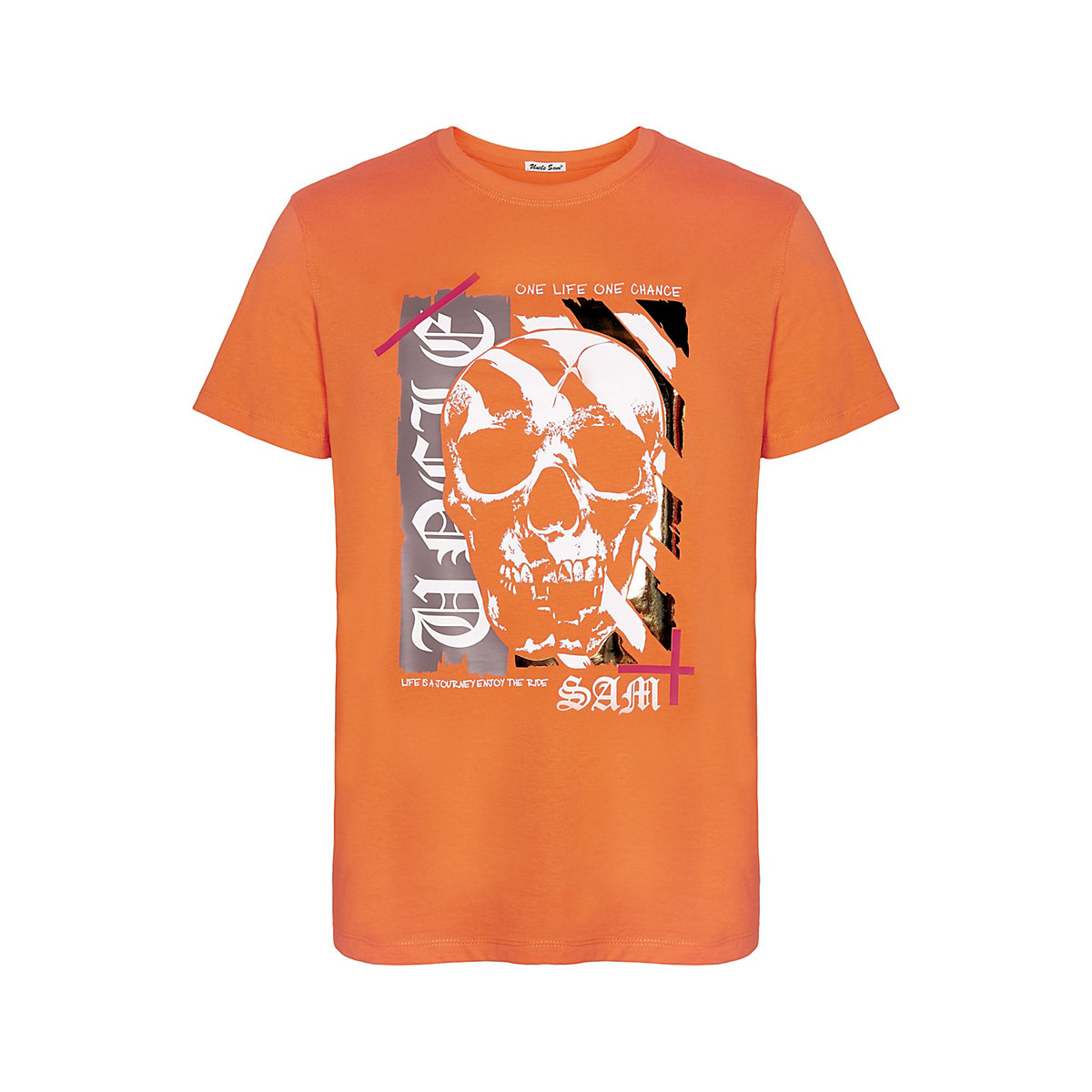 Uncle Sam T-Shirt mit Totenkopf Print T-Shirts orange
