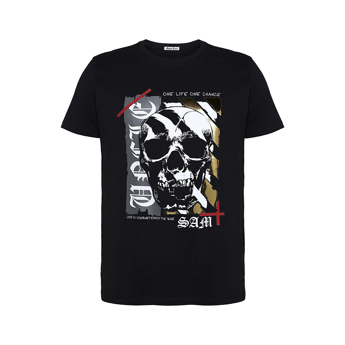 Uncle Sam T-Shirt mit Totenkopf Print T-Shirts schwarz