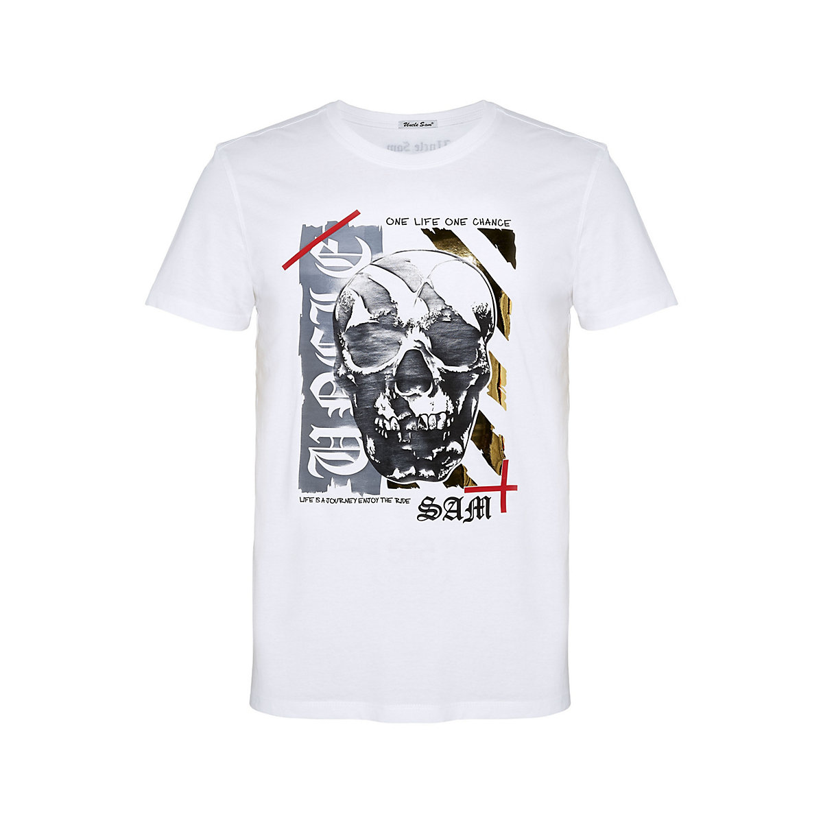Uncle Sam T-Shirt mit Totenkopf Print T-Shirts weiß