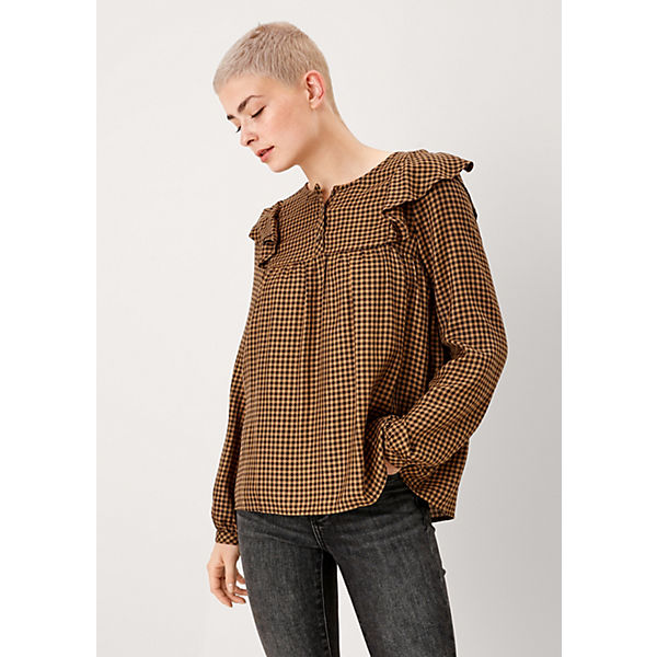 Bekleidung Langarmblusen s.Oliver Bluse mit Rüschen-Detail Langarmblusen braun Bekleidung Langarmblusen s.Oliver Bluse mit Rüschen-Detail Langarmblusen braun