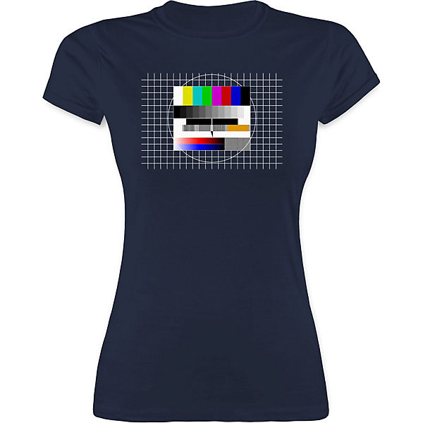 Karneval & Fasching Kostüm Outfit - Damen T-Shirt - Fernseher TV Testbild - T-Shirts
