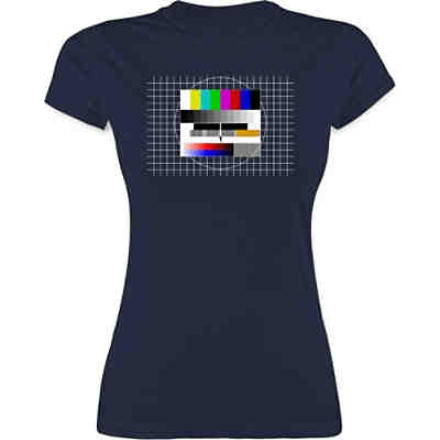 Karneval & Fasching Kostüm Outfit - Damen T-Shirt - Fernseher TV Testbild - T-Shirts