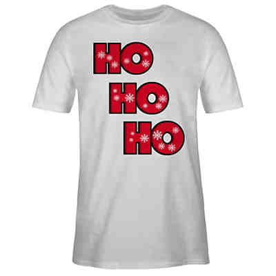 Weihnachten & Silvester Geschenke Party Deko - Herren T-Shirt - Ho Ho Ho mit Schneeflocken - rot/schwarz - T-Shirts