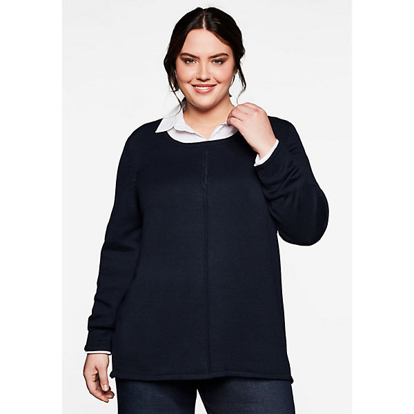 Bekleidung Pullover & Strickjacken sheego Pullover Pullover dunkelblau Bekleidung Pullover & Strickjacken sheego Pullover Pullover dunkelblau