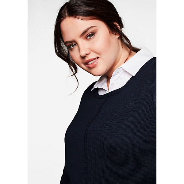 Bekleidung Pullover & Strickjacken sheego Pullover Pullover dunkelblau Bekleidung Pullover & Strickjacken sheego Pullover Pullover dunkelblau