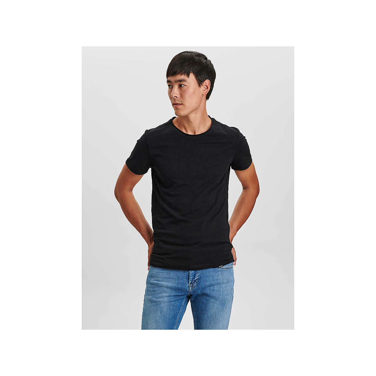 Rundhals T-Shirt schwarz