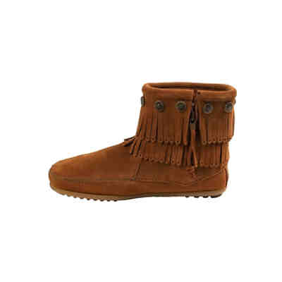 Double Fringe Side Zip Boots Ankle Boots