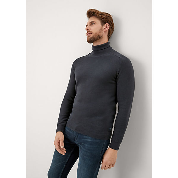 Bekleidung Pullover s.Oliver Rollkragen-Pulli mit Struktur Pullover blau