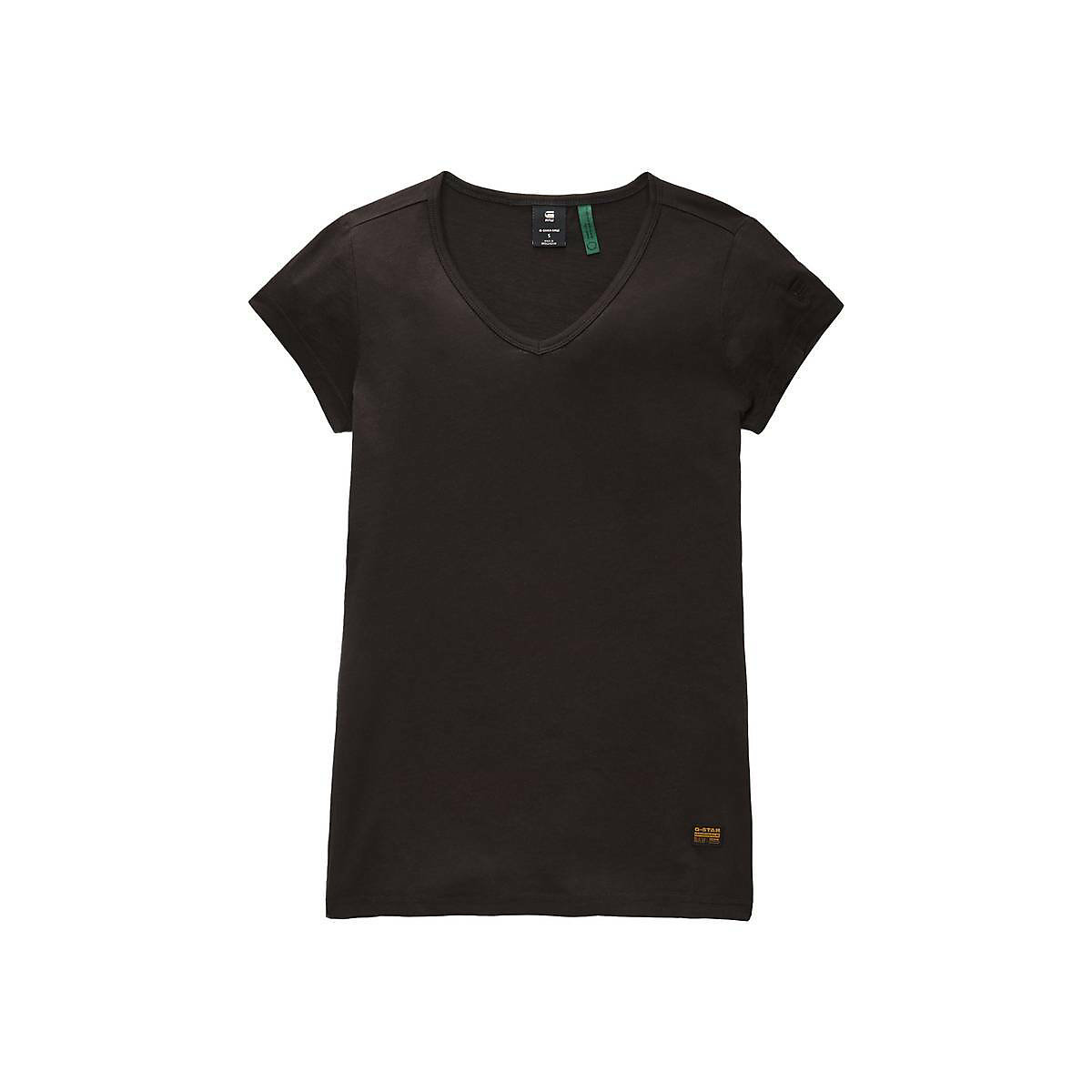 G-Star RAW Damen T-Shirt EYBEN SLIM V-Ausschnitt Kurzarm Jersey einfarbig T-Shirts schwarz