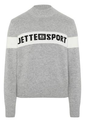 JETTE SPORT Strickpullover mit Logo-Schriftzug Pullover grau