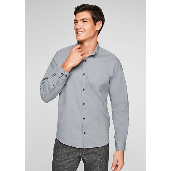 Bekleidung Langarmhemden s.Oliver Regular: Hemd aus Baumwollstretch Langarmhemden grau