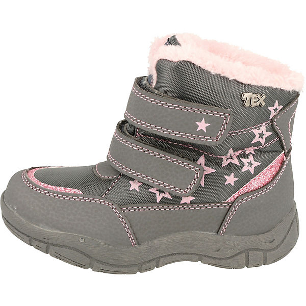 Schuhe Klassische Stiefeletten CANADIANS Kinder Mädchen Schuhe Boots Klett 368-010 gefüttert Sterne Grau/Rosa Klassische Stiefel