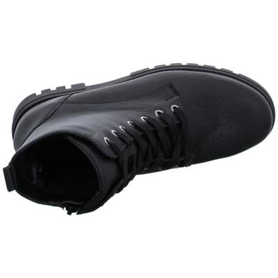 WALDLÄUFER Damen Stiefel Schuhe Serena Schnürboots Elegant Freizeit Glattleder uni Klassische Stiefel schwarz