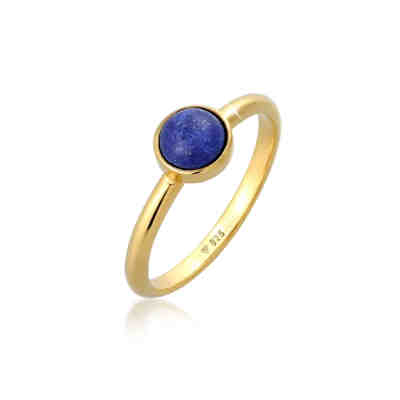 Elli Premium Ring Lapis Lazuli Edelstein Solitär 925 Silber Ringe