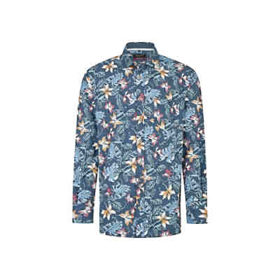 Seersucker Hemd mit modischem Blumenprint, MODERN FIT Langarmhemden