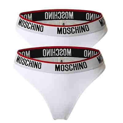 MOSCHINO MOSCHINO Damen String 2er Pack - Slips, Unterhose, Cotton Stretch, uni Slips