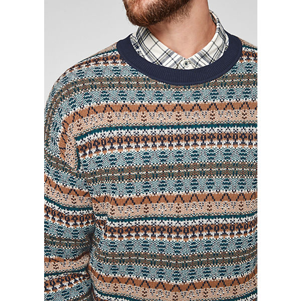 Bekleidung Pullover s.Oliver Pullover mit Jacquardmuster Pullover blau