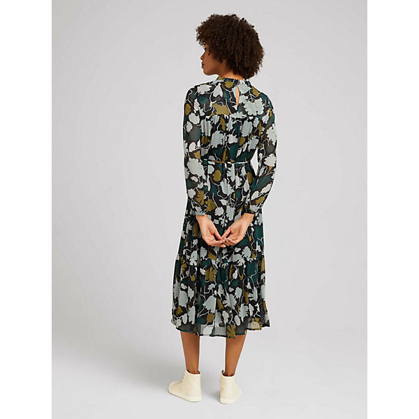 Bekleidung Freizeitkleider TOM TAILOR Kleider & Jumpsuits Gemustertes Midi Blusenkleid mit recyceltem Polyester Jerseykleider sc