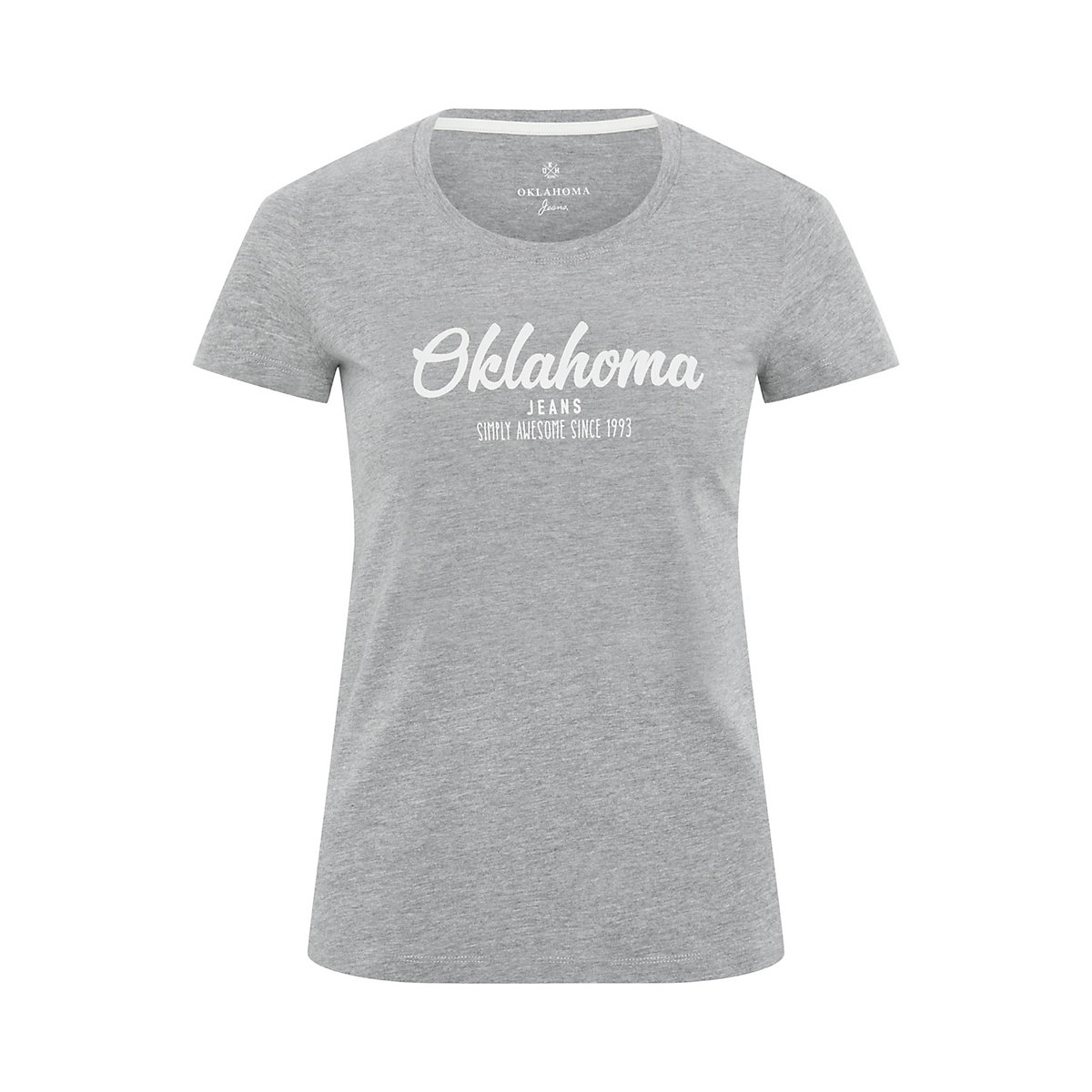 OKLAHOMA Jeans T-Shirt mit Label-Schriftzug T-Shirts grau