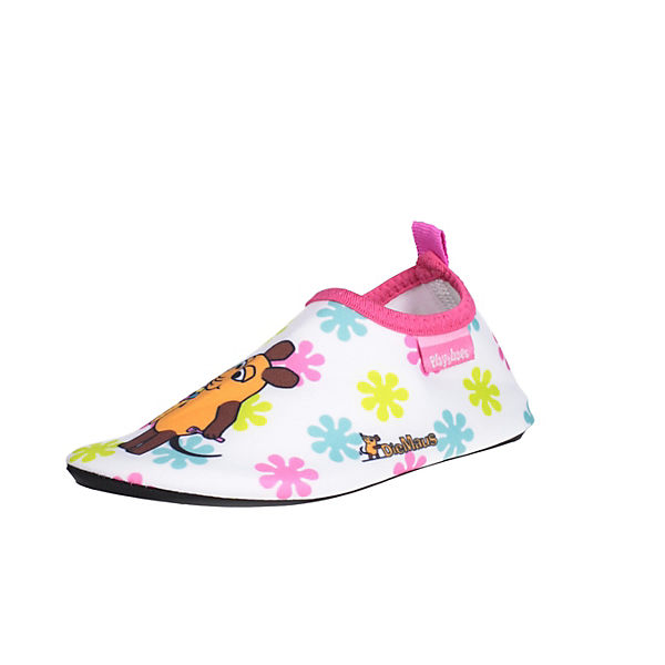 Schuhe Aquaschuhe Playshoes Barfuß-Schuh DIE MAUS Blumen Badeschuhe für Mädchen rosa/weiß