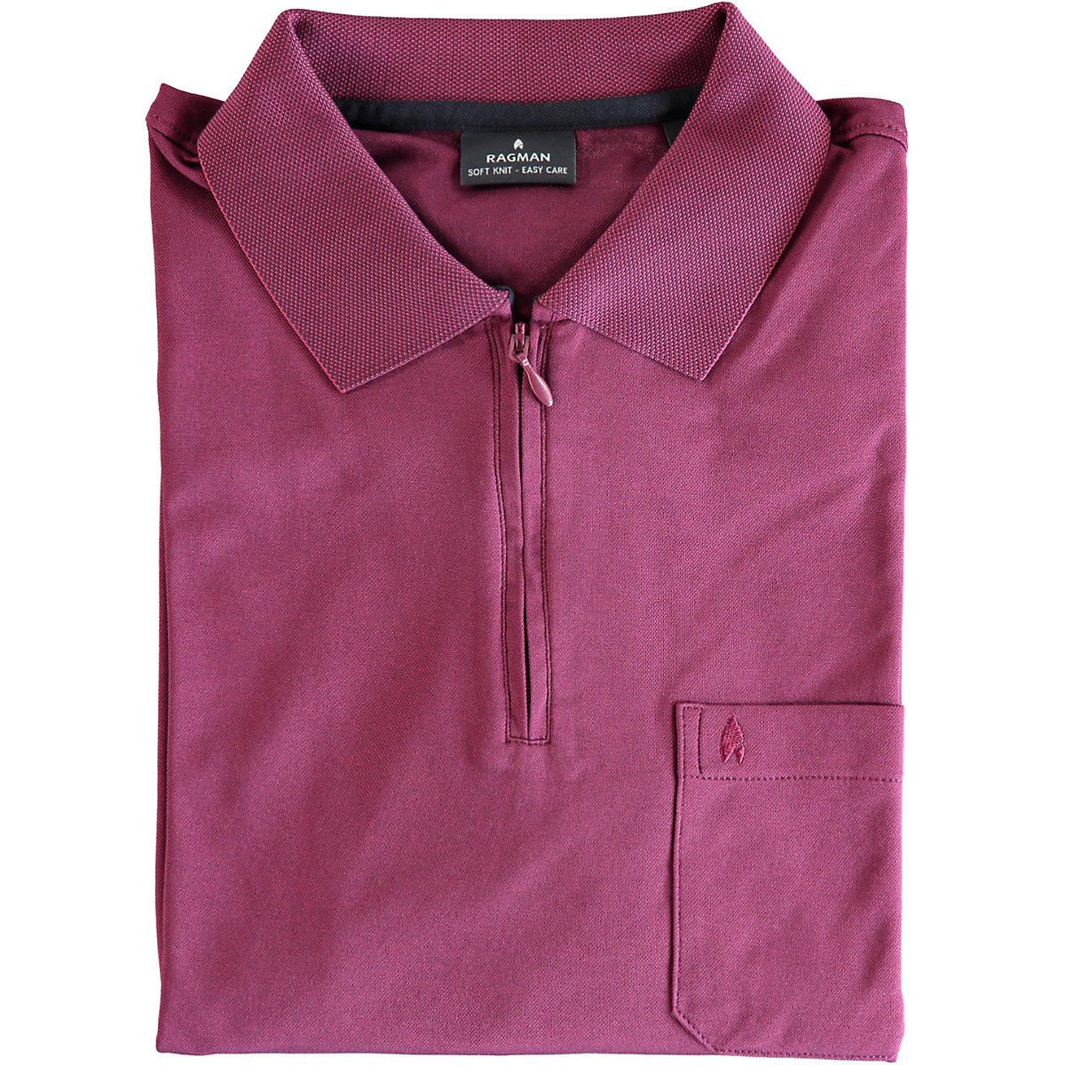 RAGMAN Softknit-Poloshirt Langarm mit Zip Poloshirts khaki