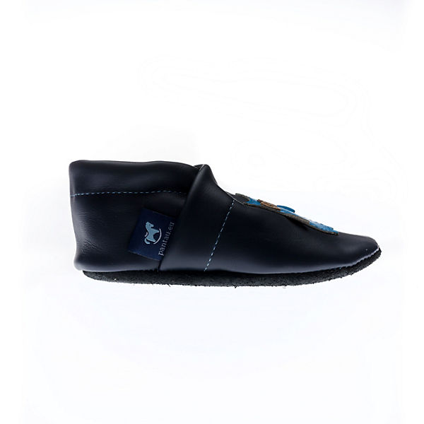 Schuhe Geschlossene Hausschuhe Pantau® Lederpuschen / Hausschuhe / Slipper mit Eule Hausschuhe blau/türkis