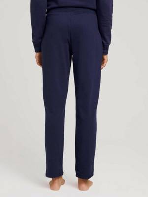TOM TAILOR Damen Sweathose Jerseyhose lang einfarbig Softbundhosen blau