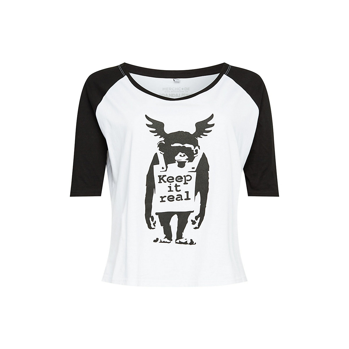 Merchcode Shirt Banksy´s Graffiti schwarz/weiß