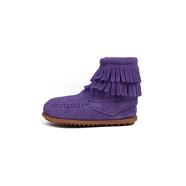 Schuhe Klassische Stiefeletten Minnetonka Stiefel mit seitlichem Reißverschluss mit Doppelfransen Stiefeletten lila