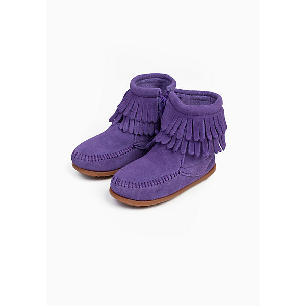 Schuhe Klassische Stiefeletten Minnetonka Stiefel mit seitlichem Reißverschluss mit Doppelfransen Stiefeletten lila