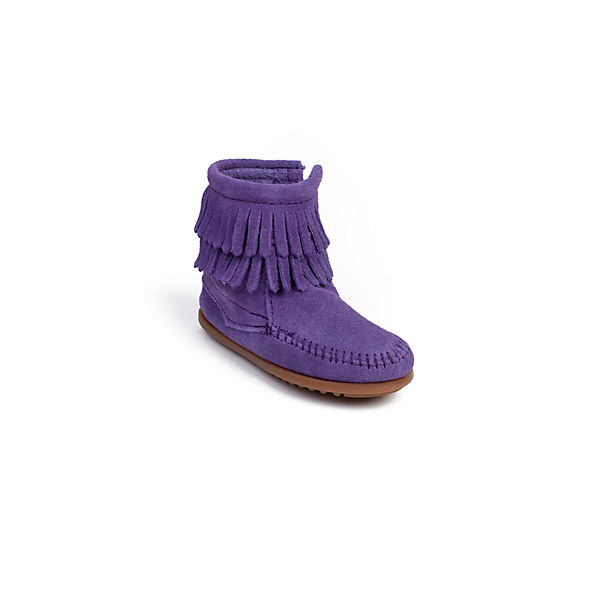 Schuhe Klassische Stiefeletten Minnetonka Stiefel mit seitlichem Reißverschluss mit Doppelfransen Stiefeletten lila Schuhe Klassische Stiefeletten Minnetonka Stiefel mit seitlichem Reißverschluss mit Doppelfransen Stiefeletten lila
