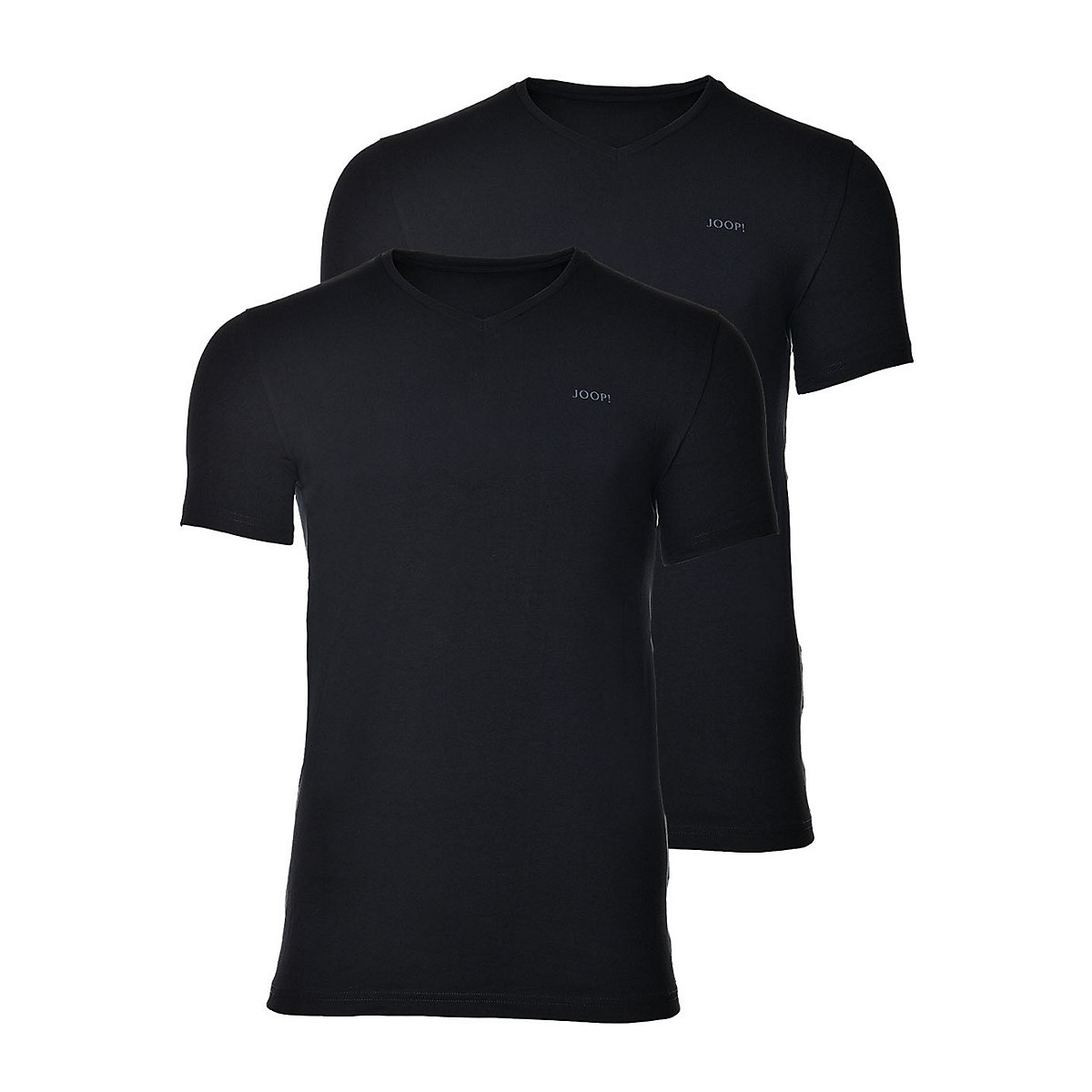 JOOP! Herren Unterhemd 2er Pack T-Shirt V-Neck Halbarm Fine Cotton Stretch T-Shirts schwarz