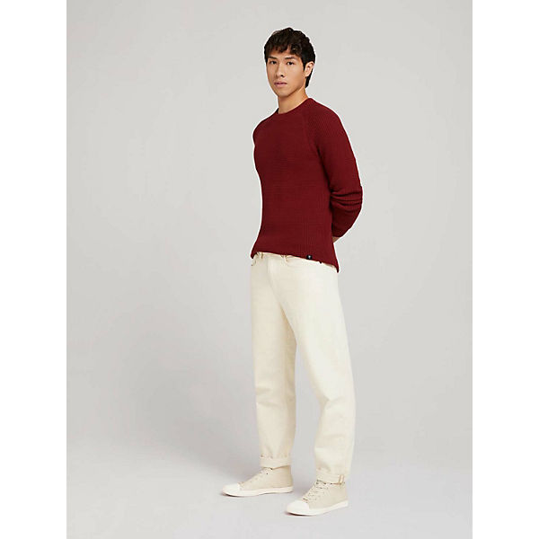 Bekleidung Pullover TOM TAILOR Denim Pullover & Strickjacken Strickpullover aus nachhaltiger Baumwolle Pullover rot