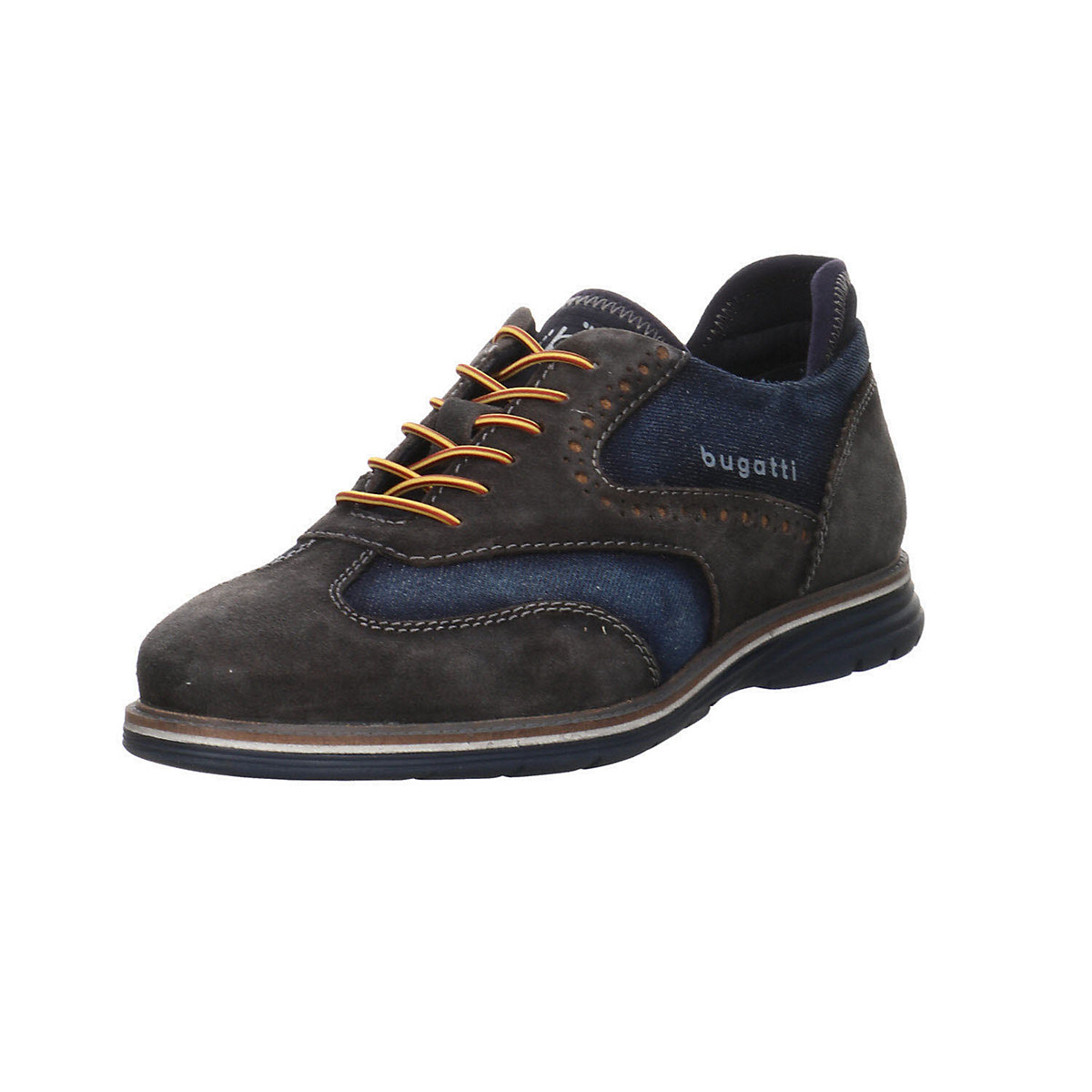 bugatti Herren Schnürhalbschuhe Sandhan Comfort Schnürschuh Freizeit Elegant Schuhe Leder-/Textilkombination uni Schnürschuhe dunkelblau