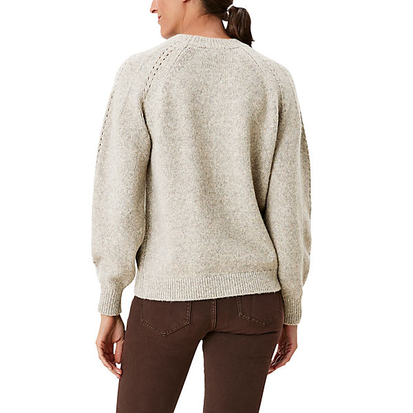 Bekleidung Pullover s.Oliver Wollmixpulli mit Ajourmuster Pullover beige