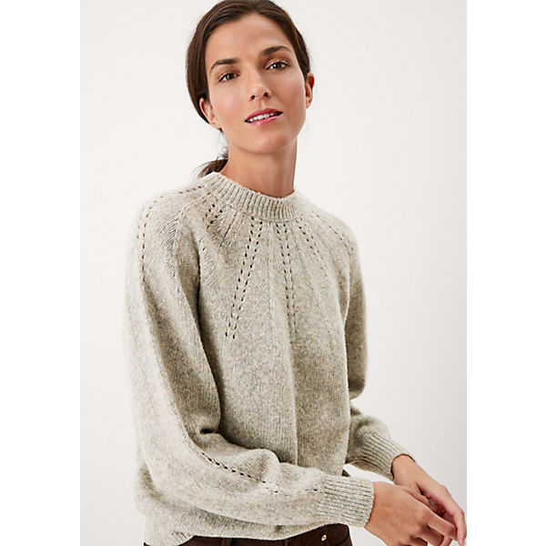 Bekleidung Pullover s.Oliver Wollmixpulli mit Ajourmuster Pullover beige