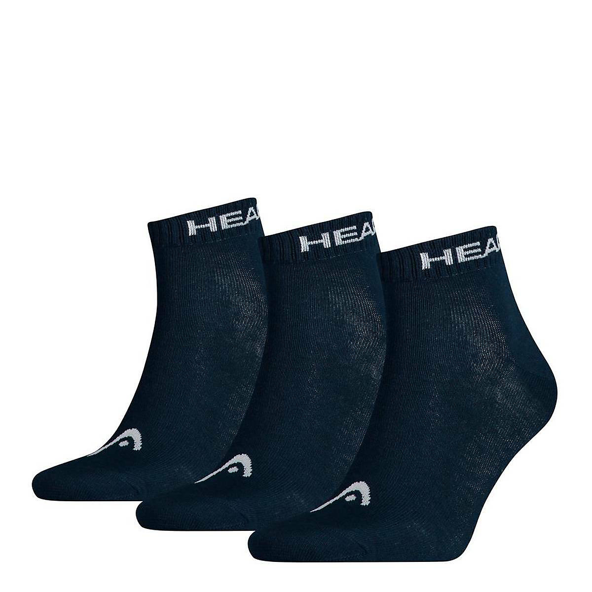 HEAD Unisex Quarter Socken 3er Pack Kurzsocken einfarbig Sneakersocken blau