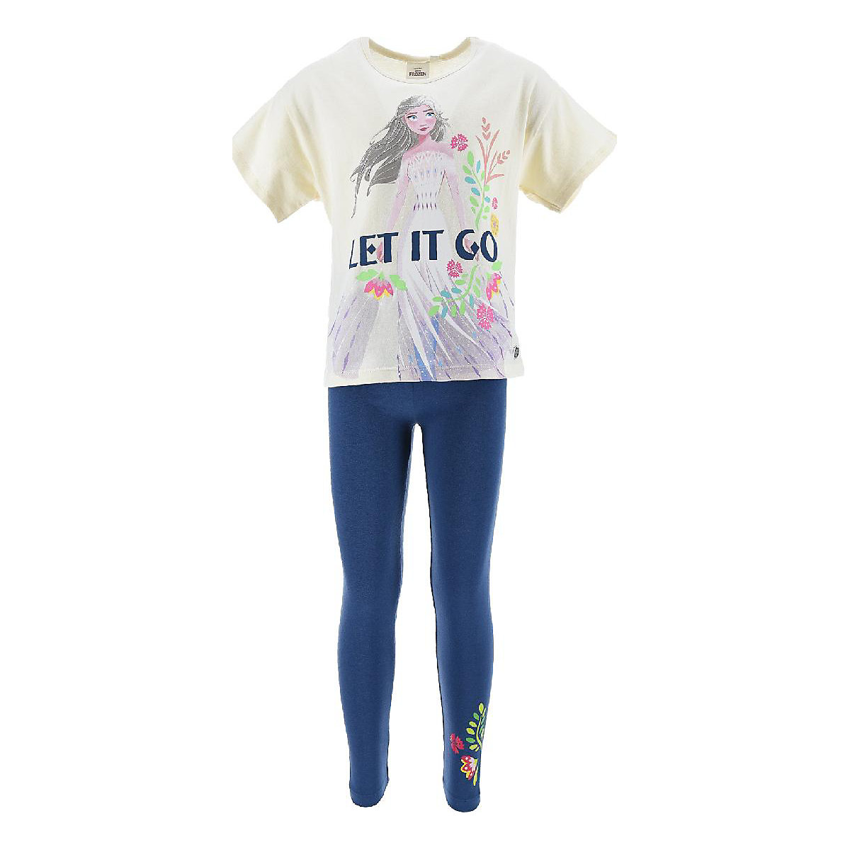 Disney Die Eiskönigin Disney Die Eiskönigin Set T-Shirt + Leggings für Mädchen Prinzessin Organic Cotton beige