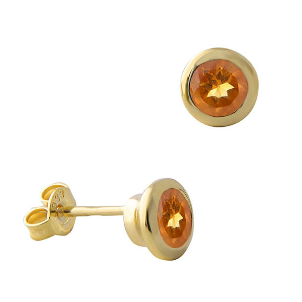 Damen-Ohrringe Ohrstecker Gold 333 / 8K mit Citrin Ohrklemmen