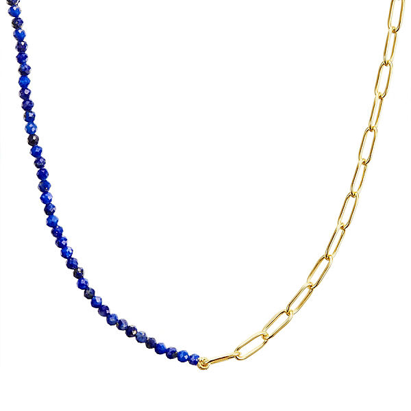 Kette Sterling Silber gelbgold Lapis Lazuli Halsketten