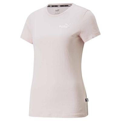 PUMA Damen T-Shirt ESS+ Embroidery Tee Rundhals Kurzarm uni T-Shirts rosa